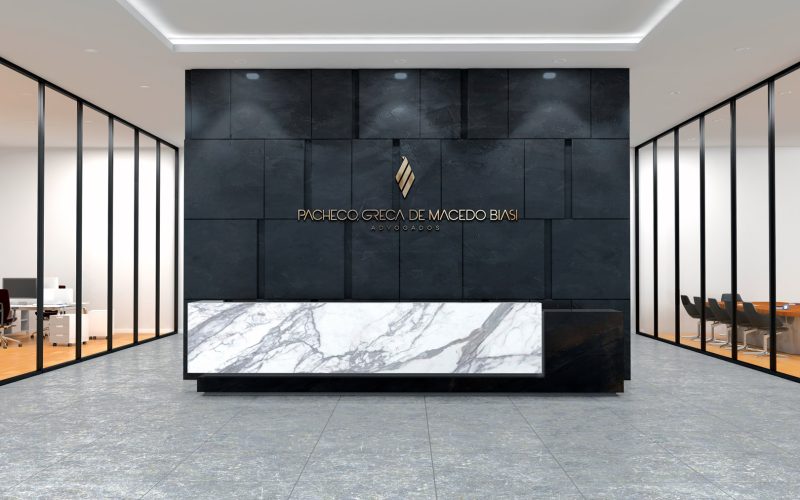 Office Reception Desk Mockup front view interior design